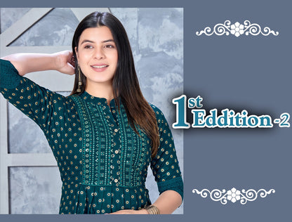 1St Eddition-2 Mlm Kalash Lifestyle Rayon Anarkali Kurtis
