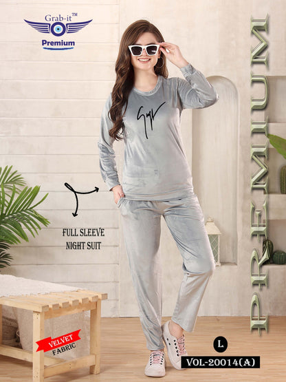 20014-A Grab It Velvet Full Sleeve Night Suits