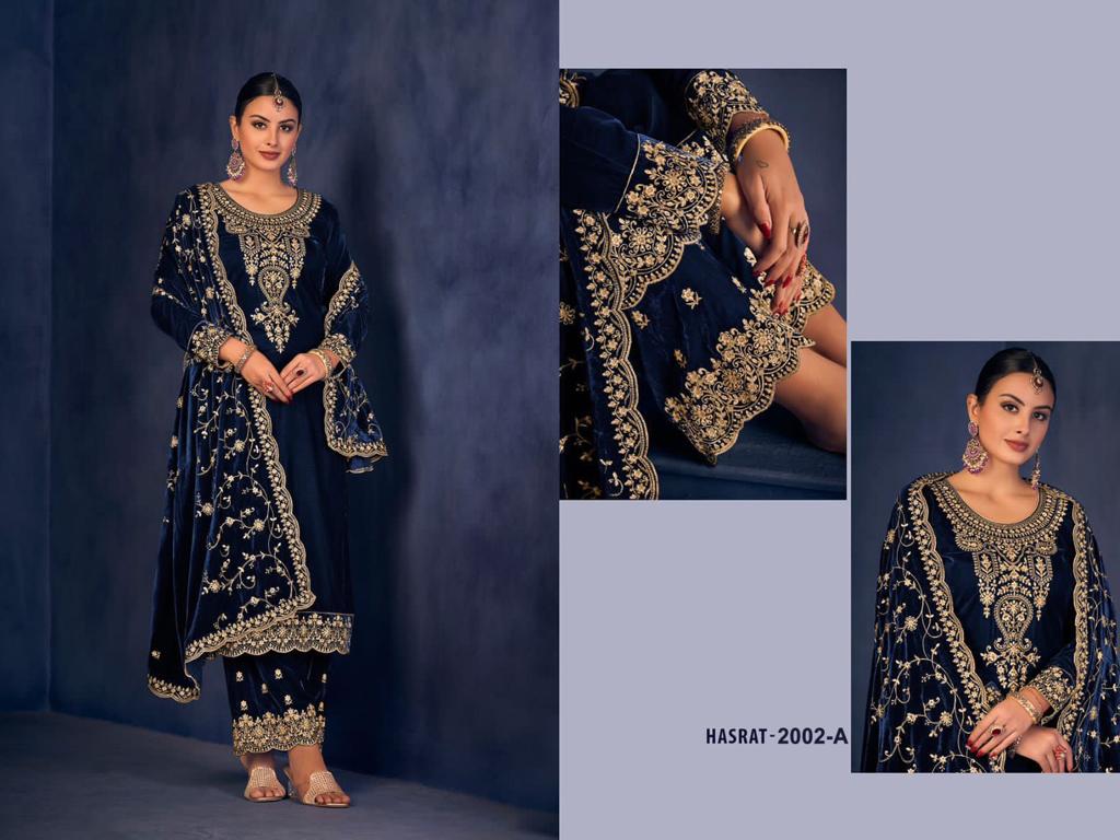 2002-Hasrat Safa Creation Viscose Velvet Suits