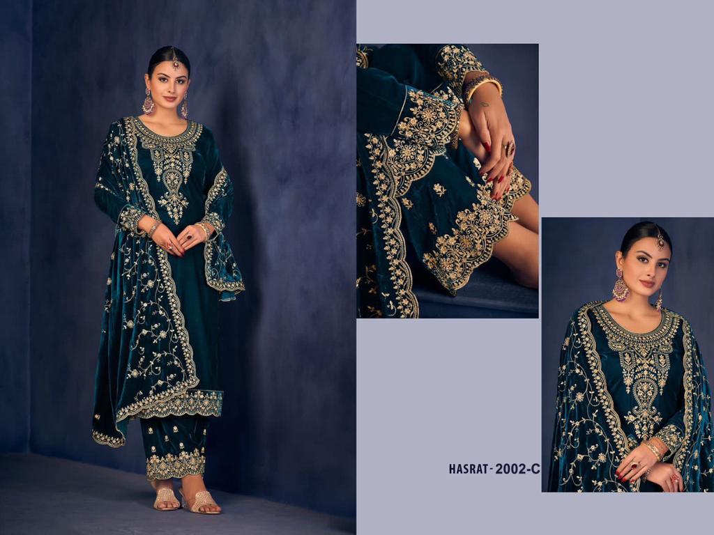 2002-Hasrat Safa Creation Viscose Velvet Suits