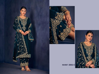 2002-Hasrat Safa Creation Viscose Velvet Suits