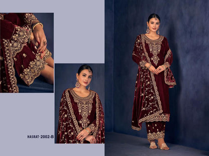 2002-Hasrat Safa Creation Viscose Velvet Suits