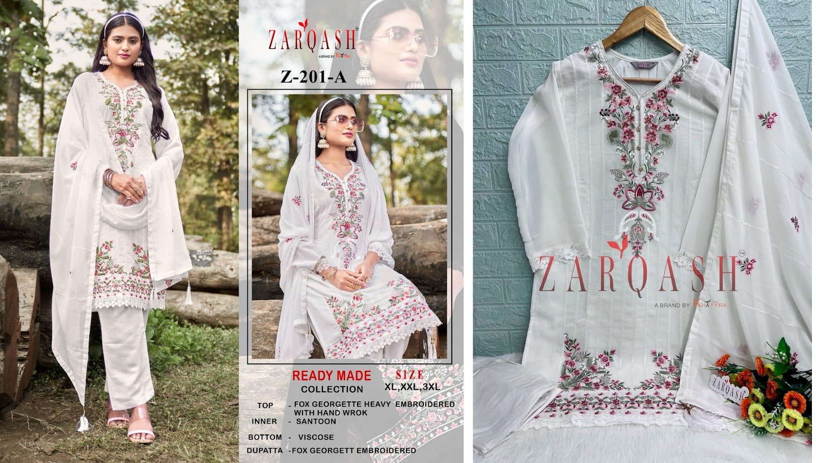 201 Zarqash Fox Georgette Pakistani Readymade Suits