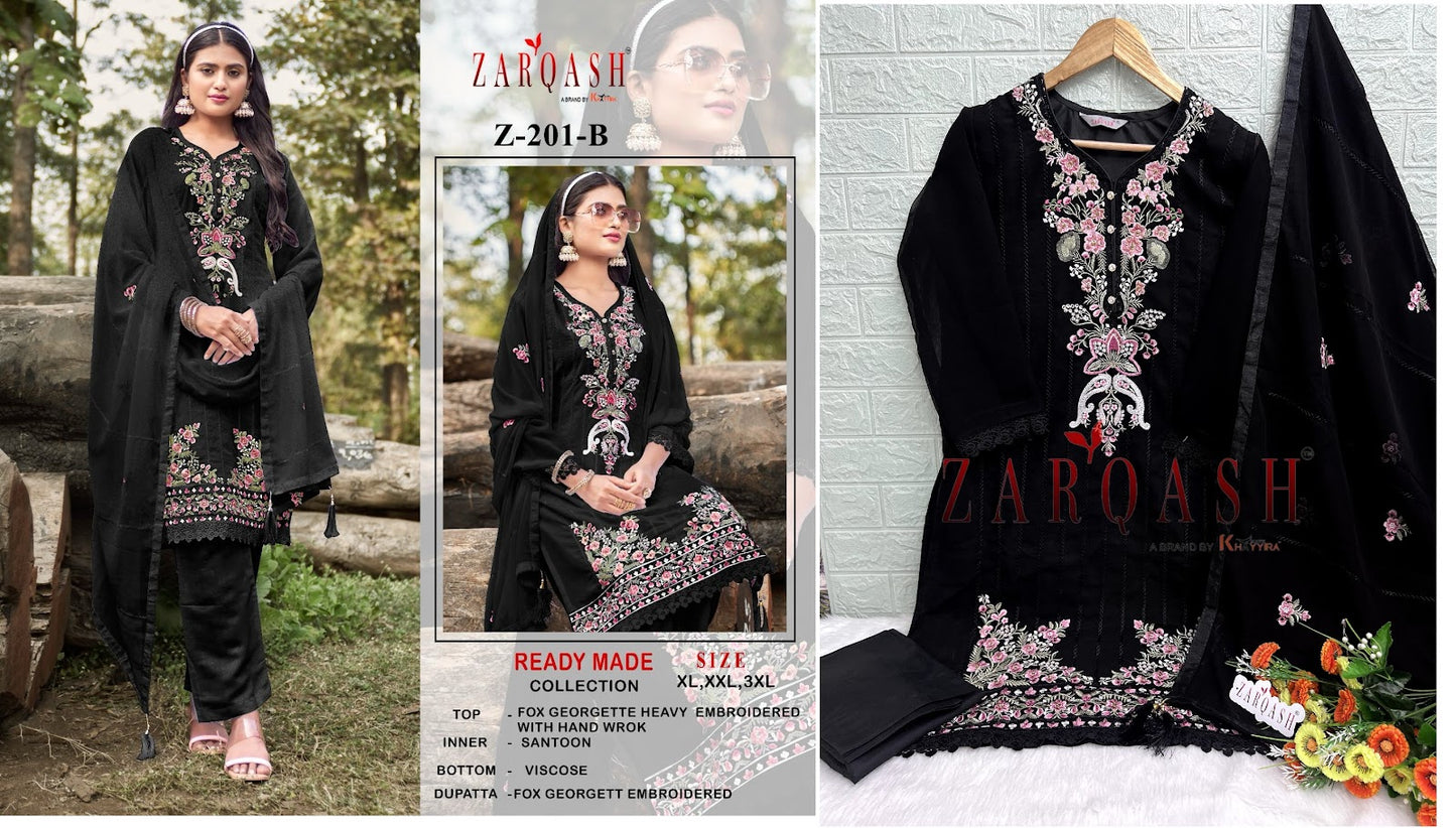 201 Zarqash Fox Georgette Pakistani Readymade Suits