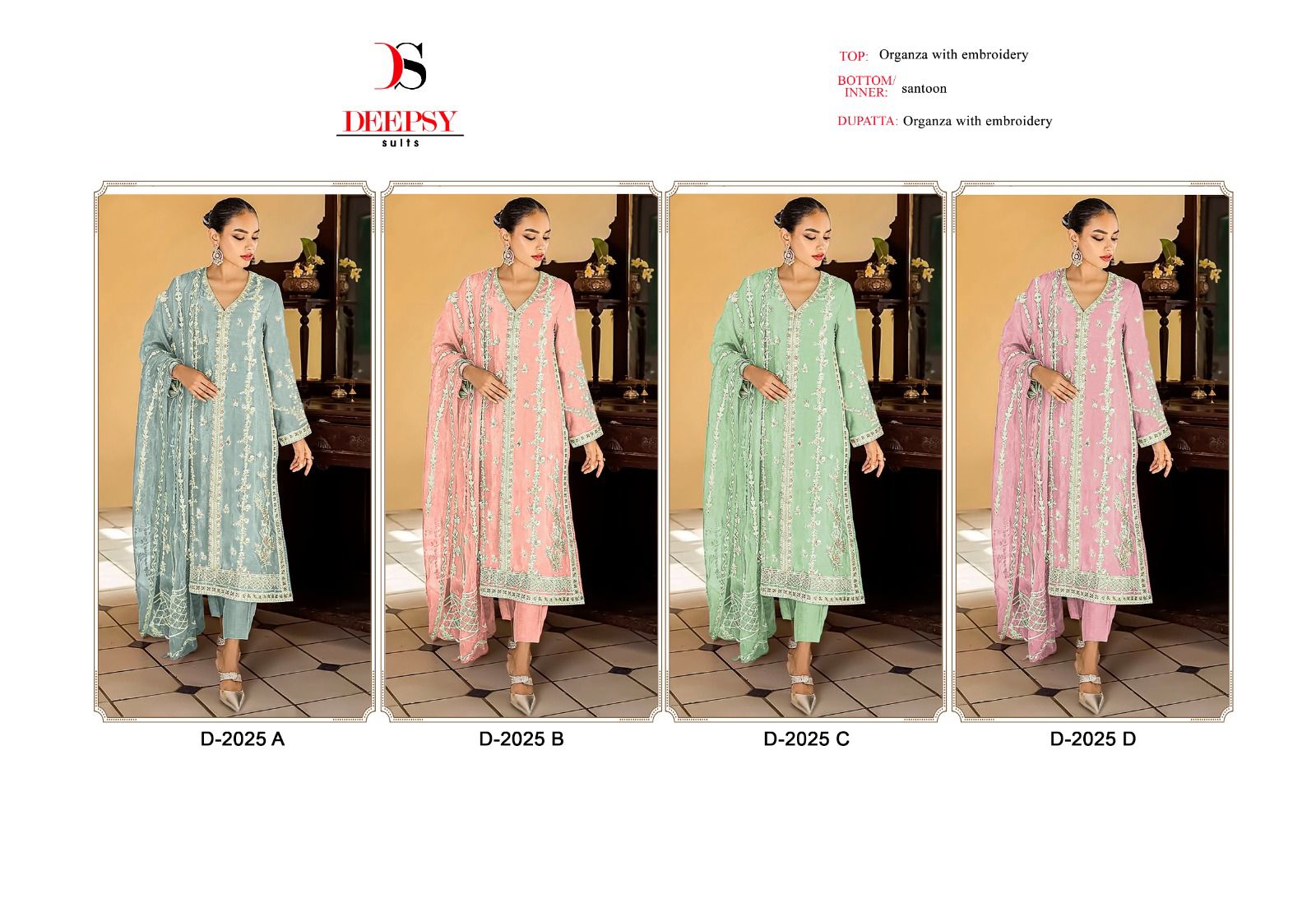2025 Abcd Deepsy Organza Pakistani Salwar Suits Kavya Style Plus