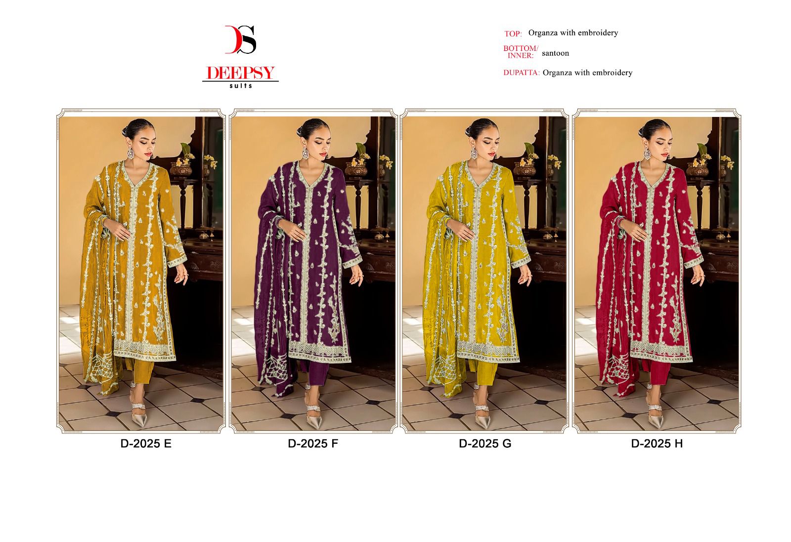 2025 Deepsy Organza Pakistani Salwar Suits Kavya Style Plus