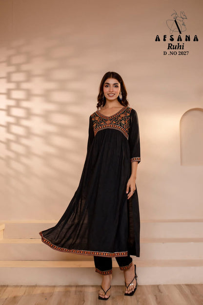 2027 Ruhi Afsana Georgette Readymade Pant Style Suits