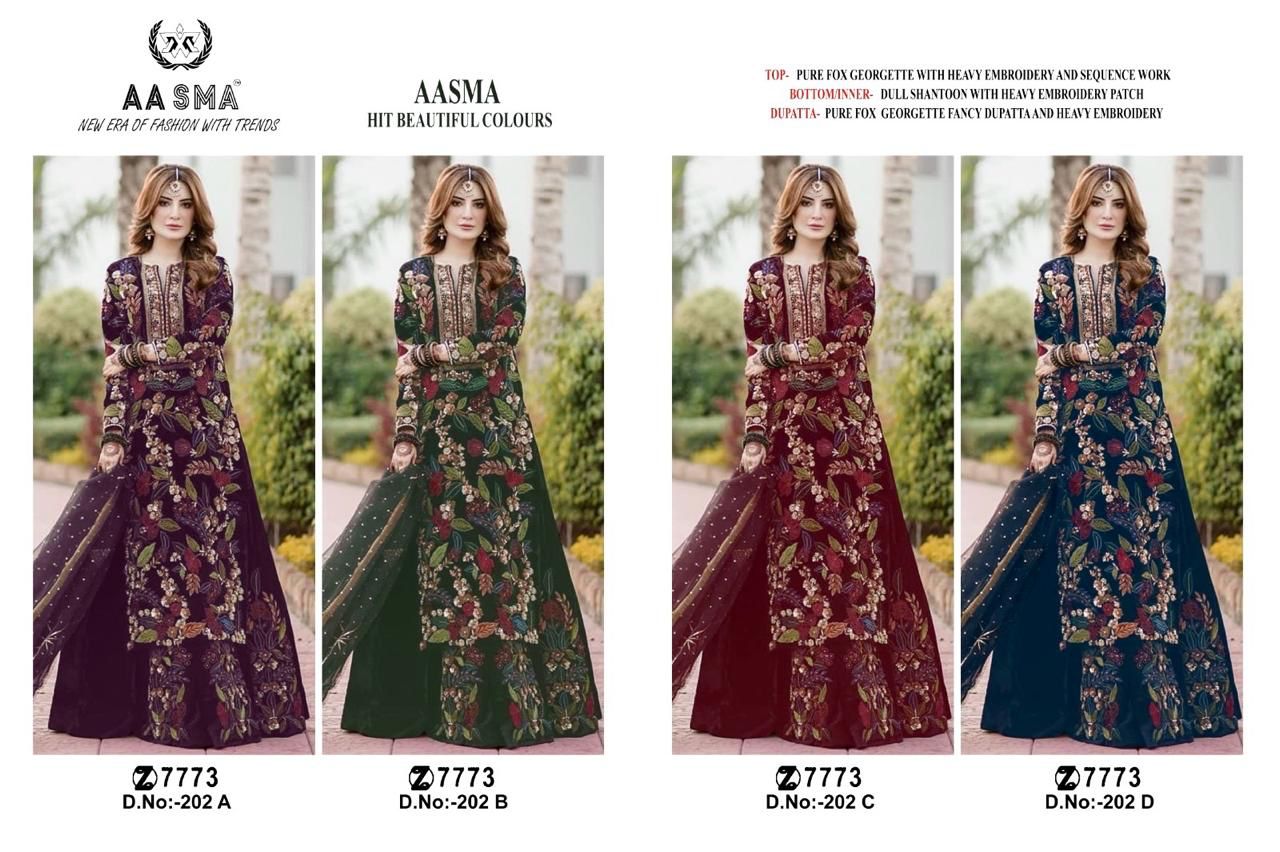 202 Aasma Fox Georgette Pakistani Salwar Suits
