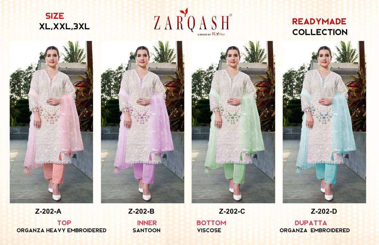 202 Zarqash Organza Pakistani Readymade Suits