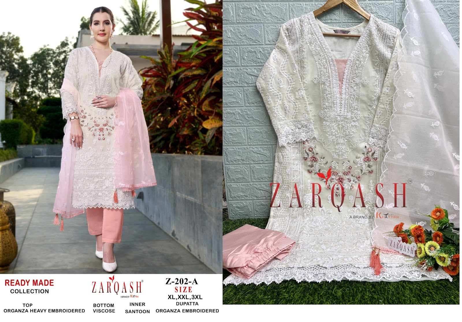 202 Zarqash Organza Pakistani Readymade Suits