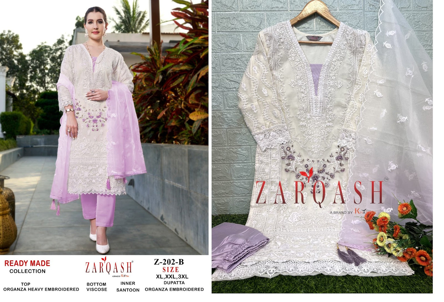 202 Zarqash Organza Pakistani Readymade Suits