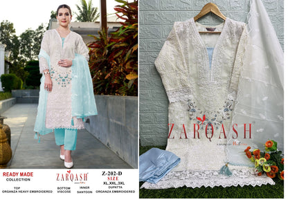 202 Zarqash Organza Pakistani Readymade Suits