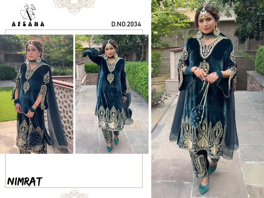 2034-Nimrat Afsana Readymade Velvet Suits
