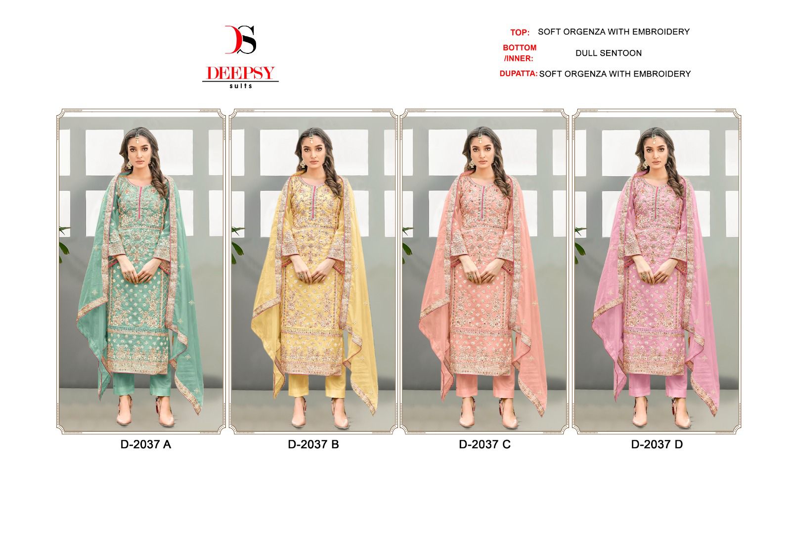 2037 Deepsy Organza Pakistani Salwar Suits