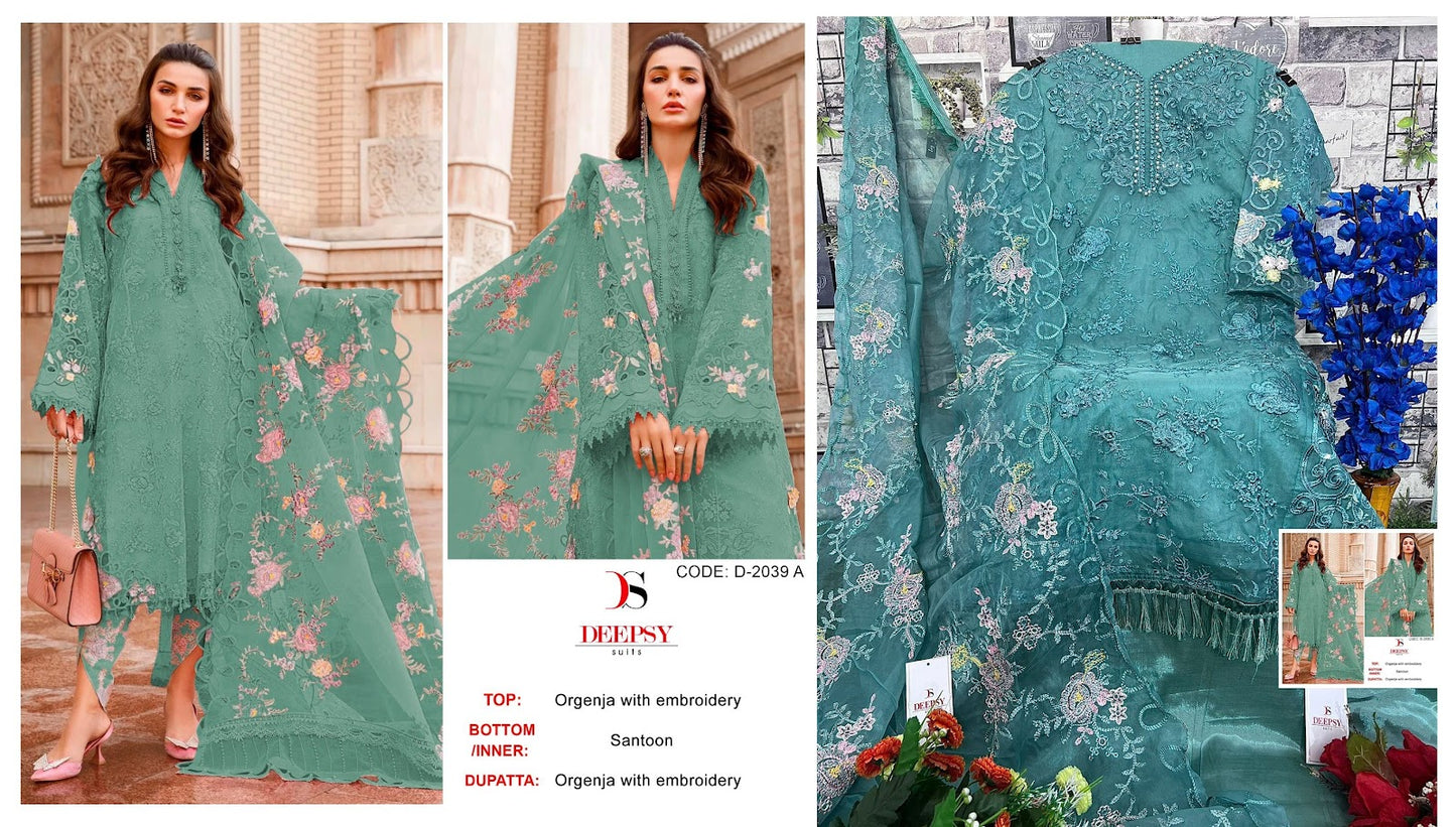 2039 Deepsy Organza Pakistani Salwar Suits