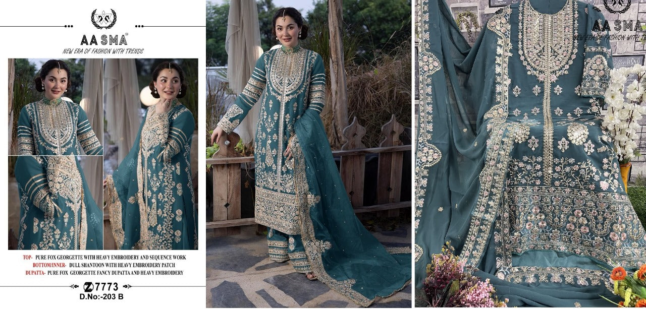 203 Aasma Fox Georgette Pakistani Salwar Suits