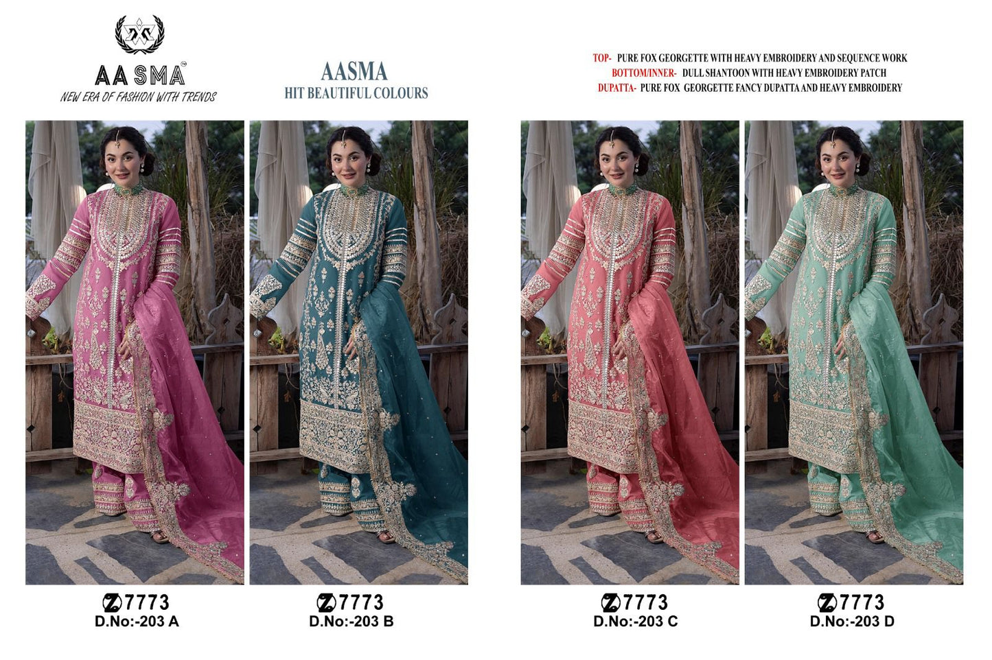 203 Aasma Fox Georgette Pakistani Salwar Suits