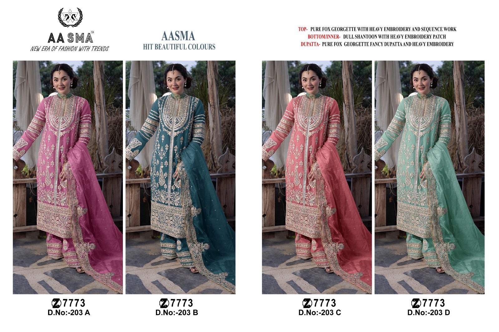 203 Aasma Fox Georgette Pakistani Salwar Suits
