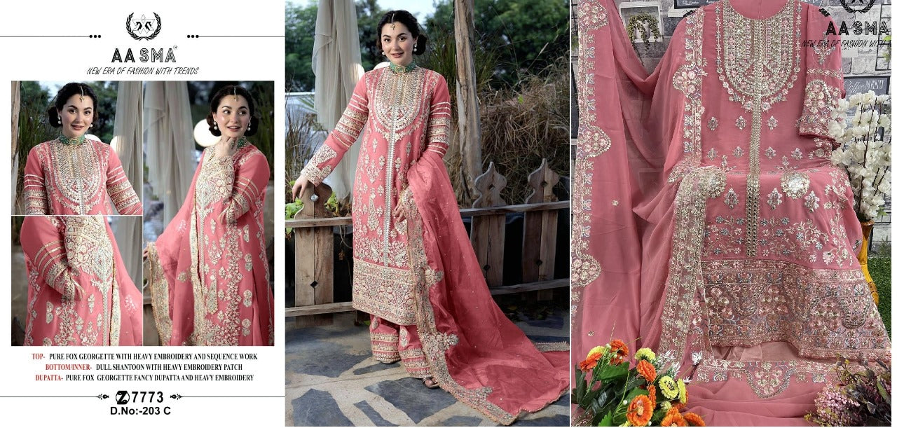 203 Aasma Fox Georgette Pakistani Salwar Suits