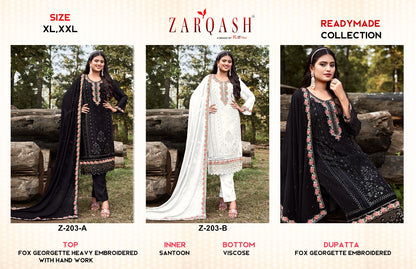 203 Zarqash Fox Georgette Pakistani Readymade Suits