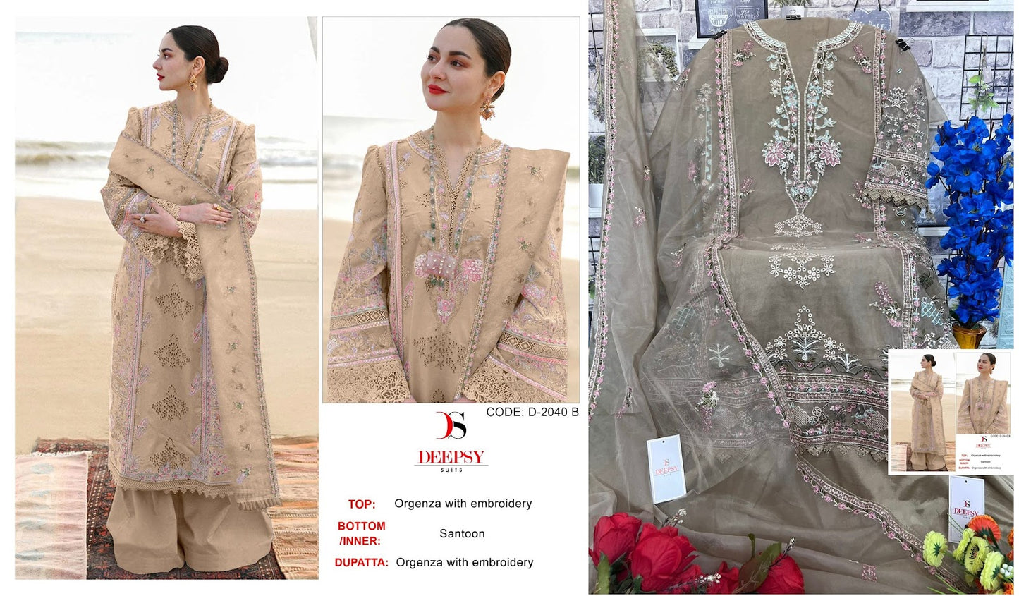2040 Deepsy Organza Pakistani Salwar Suits
