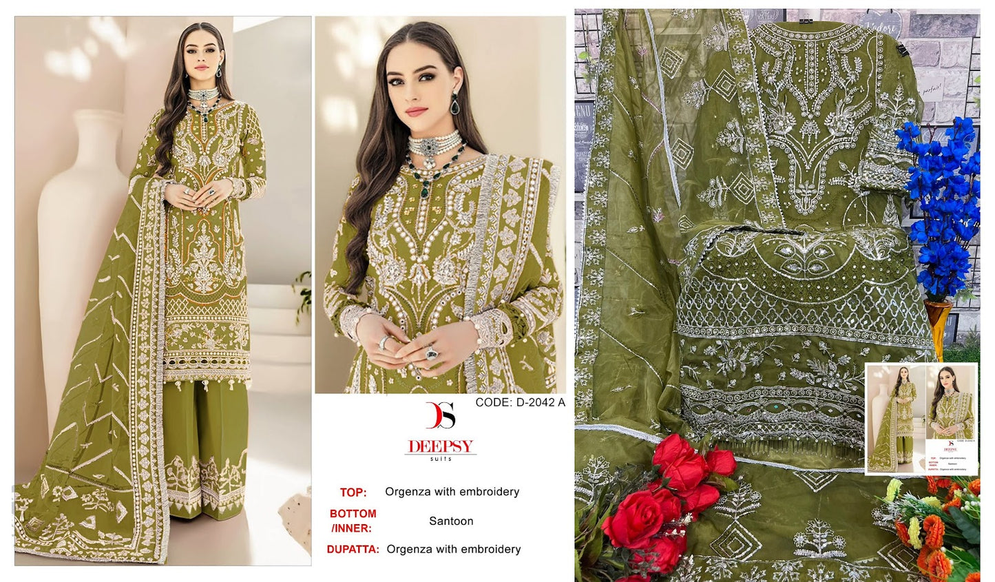 2042 Deepsy Organza Pakistani Salwar Suits