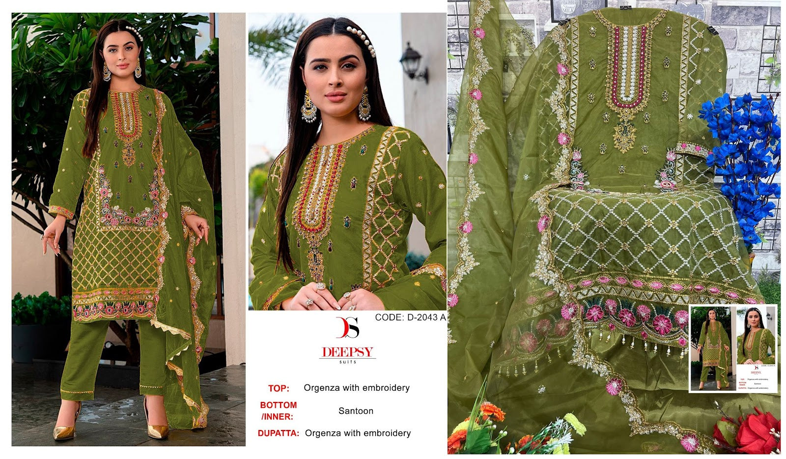 2043 Deepsy Organza Pakistani Salwar Suits