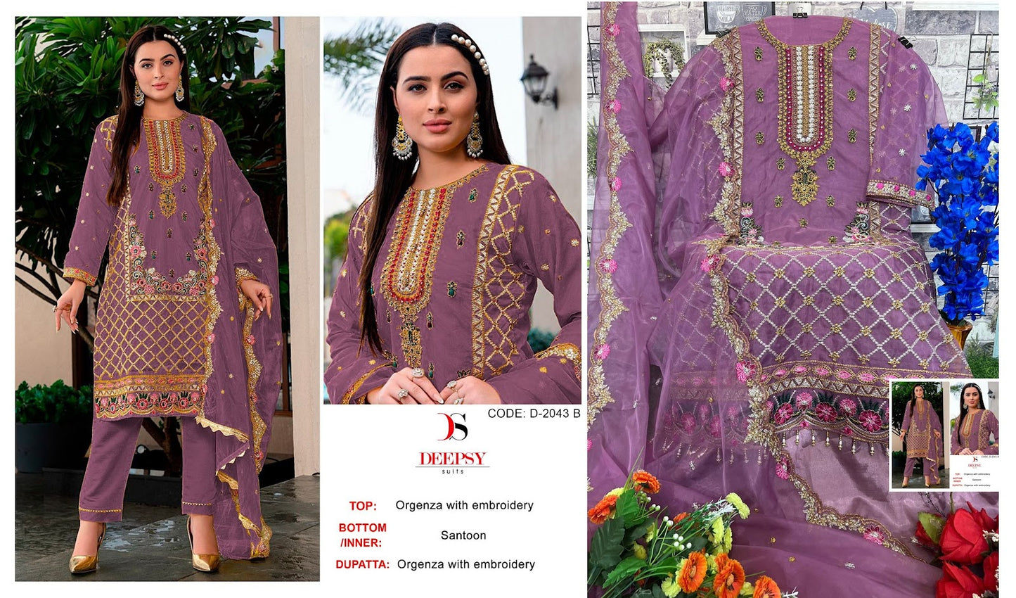 2043 Deepsy Organza Pakistani Salwar Suits