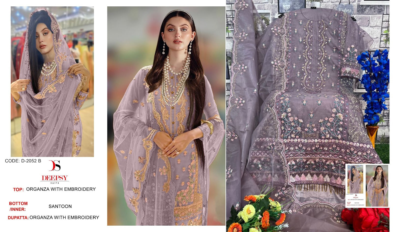 2052 Deepsy Organza Pakistani Salwar Suits