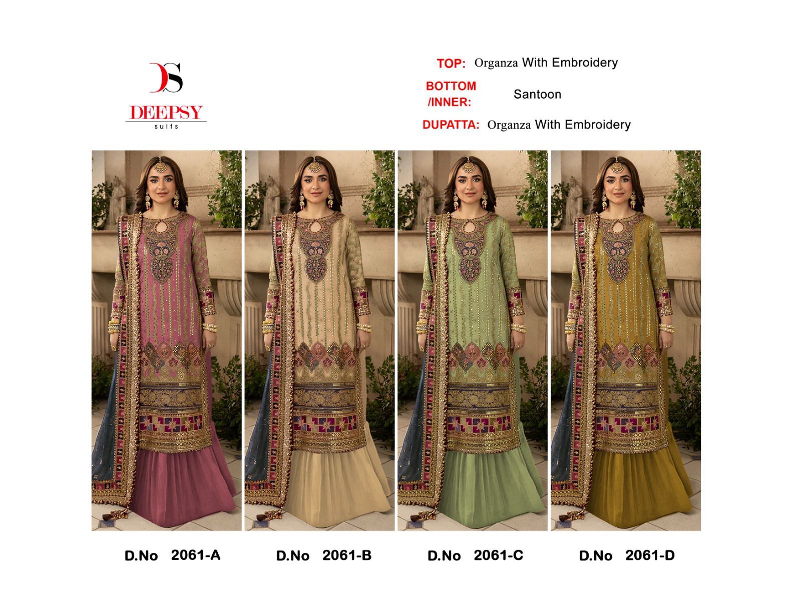 2061 Deepsy Organza Pakistani Salwar Suits