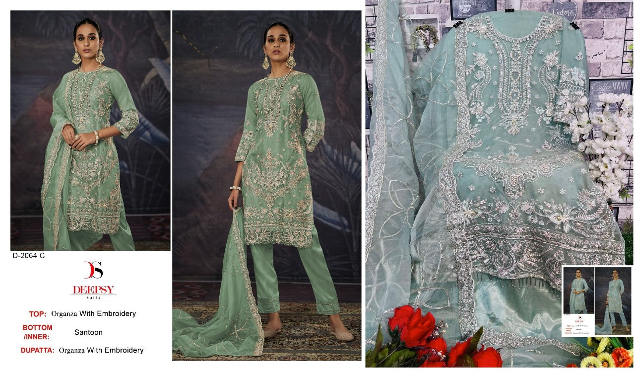 2064 Deepsy Organza Pakistani Salwar Suits