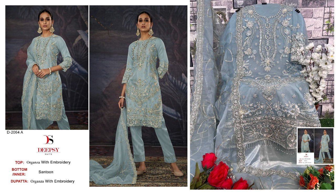 2064 Deepsy Organza Pakistani Salwar Suits