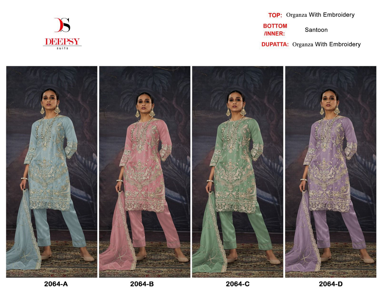 2064 Deepsy Organza Pakistani Salwar Suits