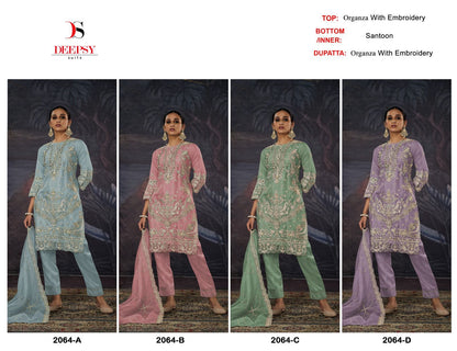 2064 Deepsy Organza Pakistani Salwar Suits