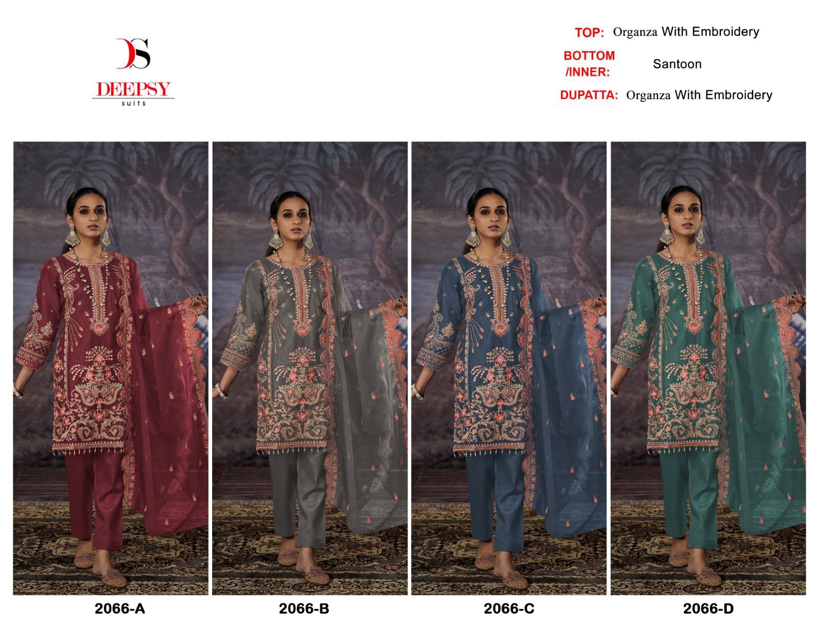 2066 Deepsy Organza Pakistani Salwar Suits