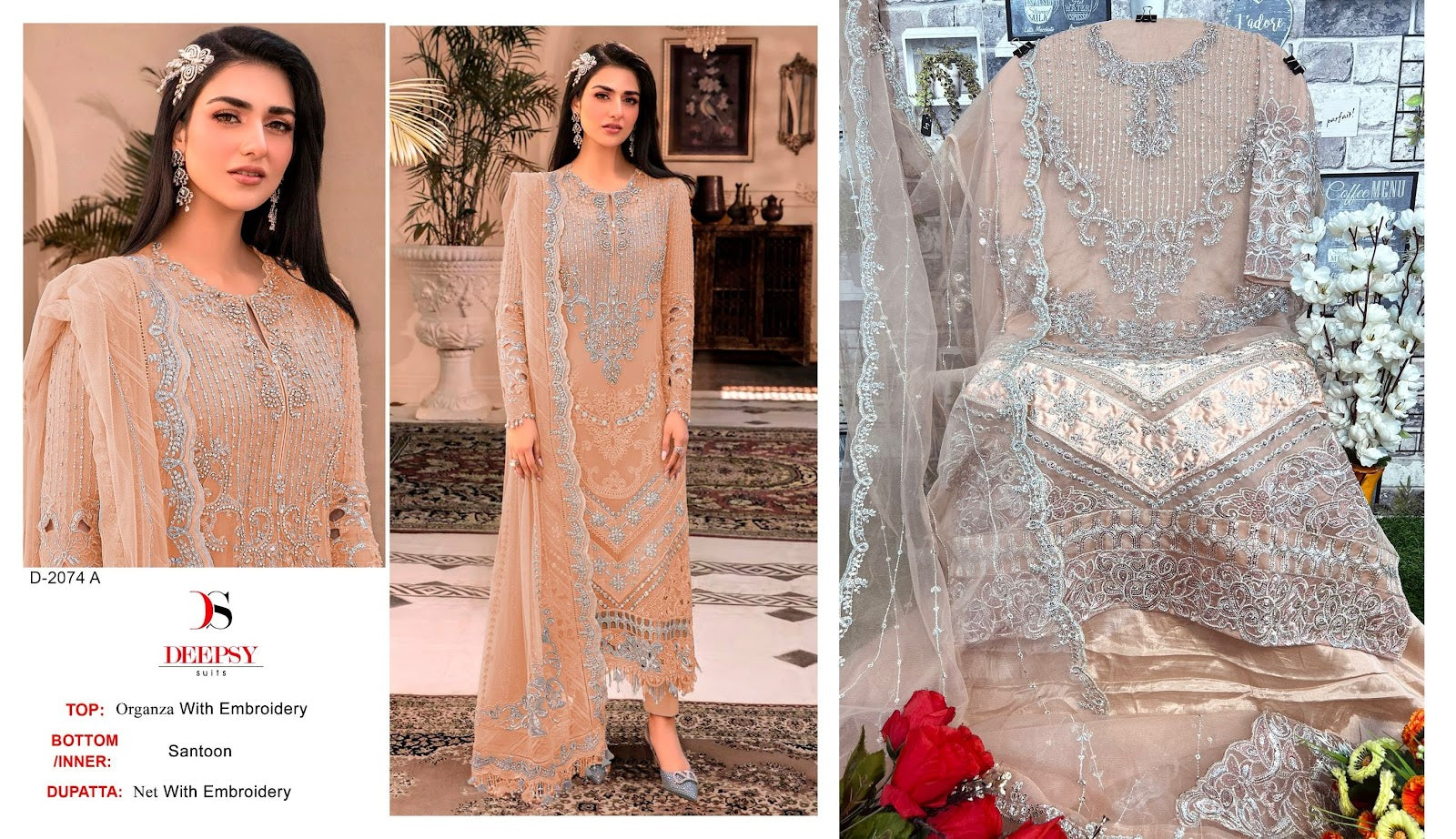 2074 Deepsy Organza Pakistani Salwar Suits
