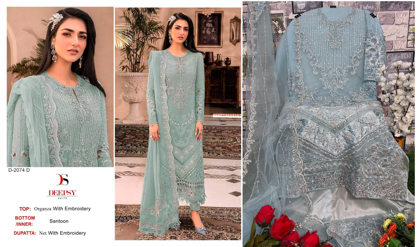 2074 Deepsy Organza Pakistani Salwar Suits