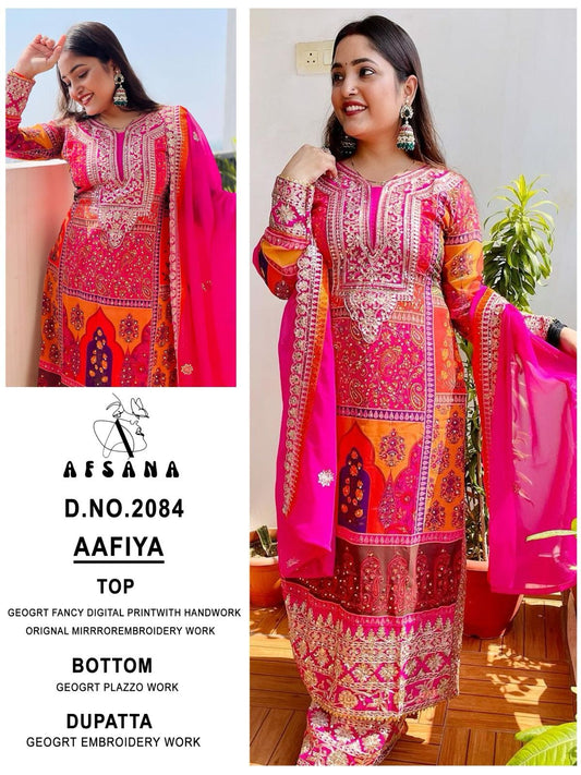 2084-Aafiya Afsana Georgette Readymade Pant Style Suits