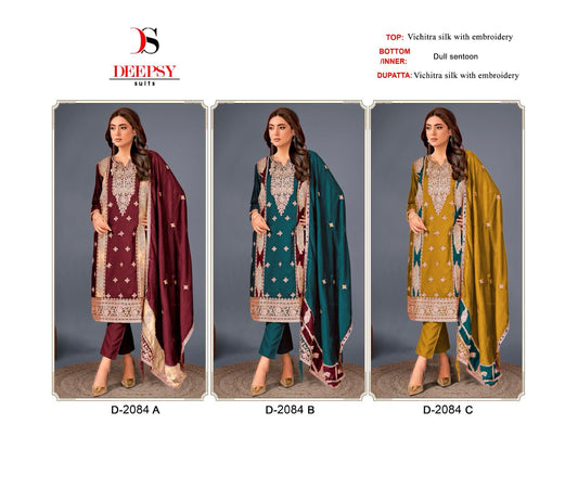 2084 Deepsy Vichitra Silk Pakistani Salwar Suits
