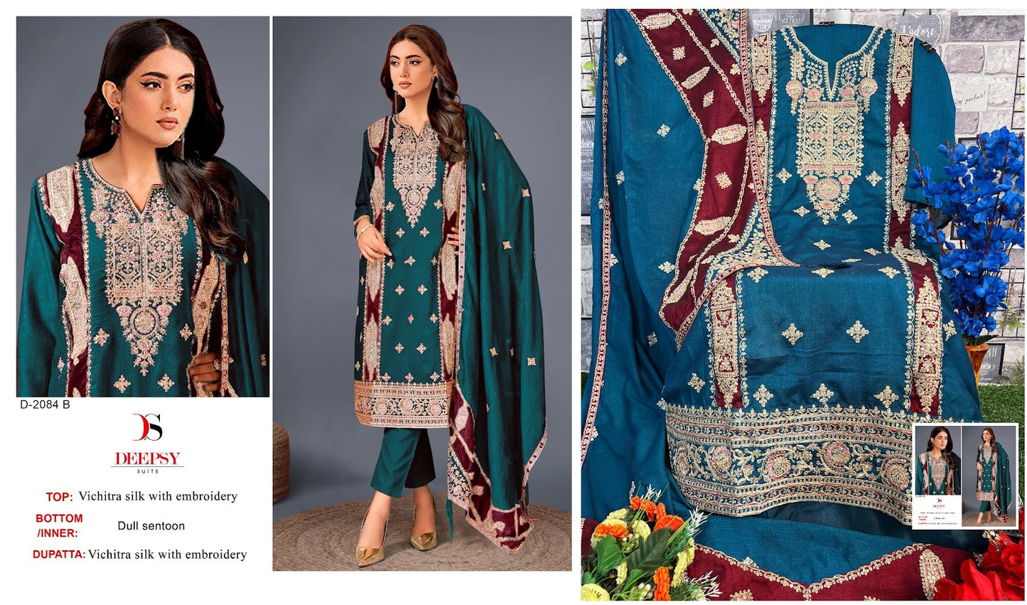 2084 Deepsy Vichitra Silk Pakistani Salwar Suits