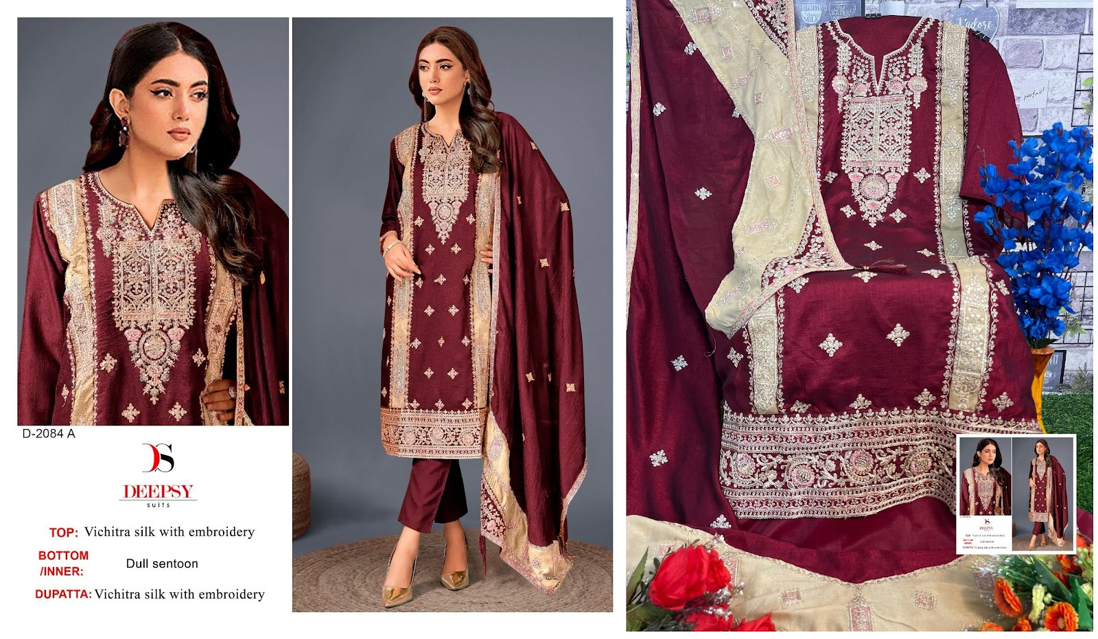 2084 Deepsy Vichitra Silk Pakistani Salwar Suits