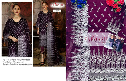 2086-2091 ज़रक़श जॉर्जेट पाकिस्तानी सलवार सूट