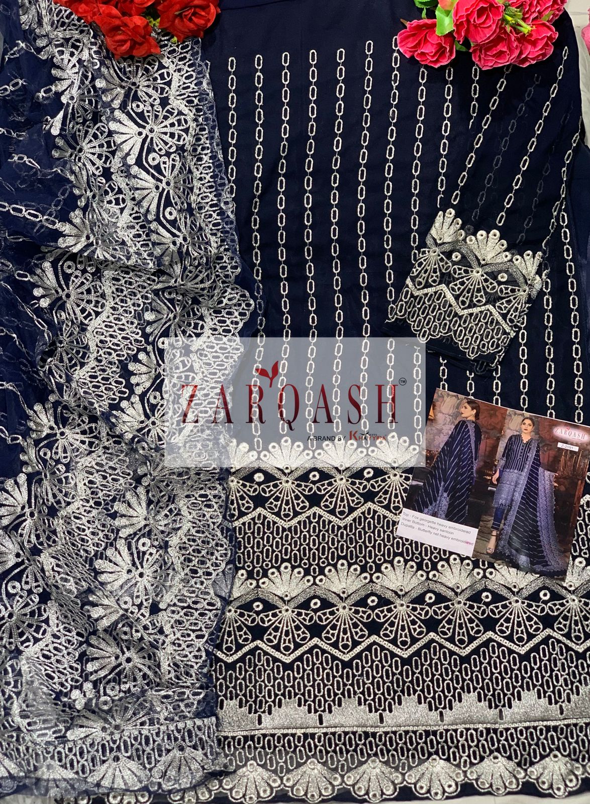 2086-2091 ज़रक़श जॉर्जेट पाकिस्तानी सलवार सूट