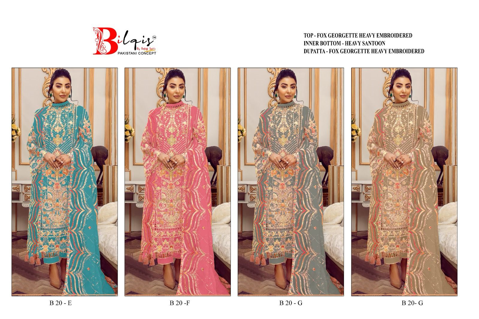20 Bilqis Fox Georgette Pakistani Salwar Suits