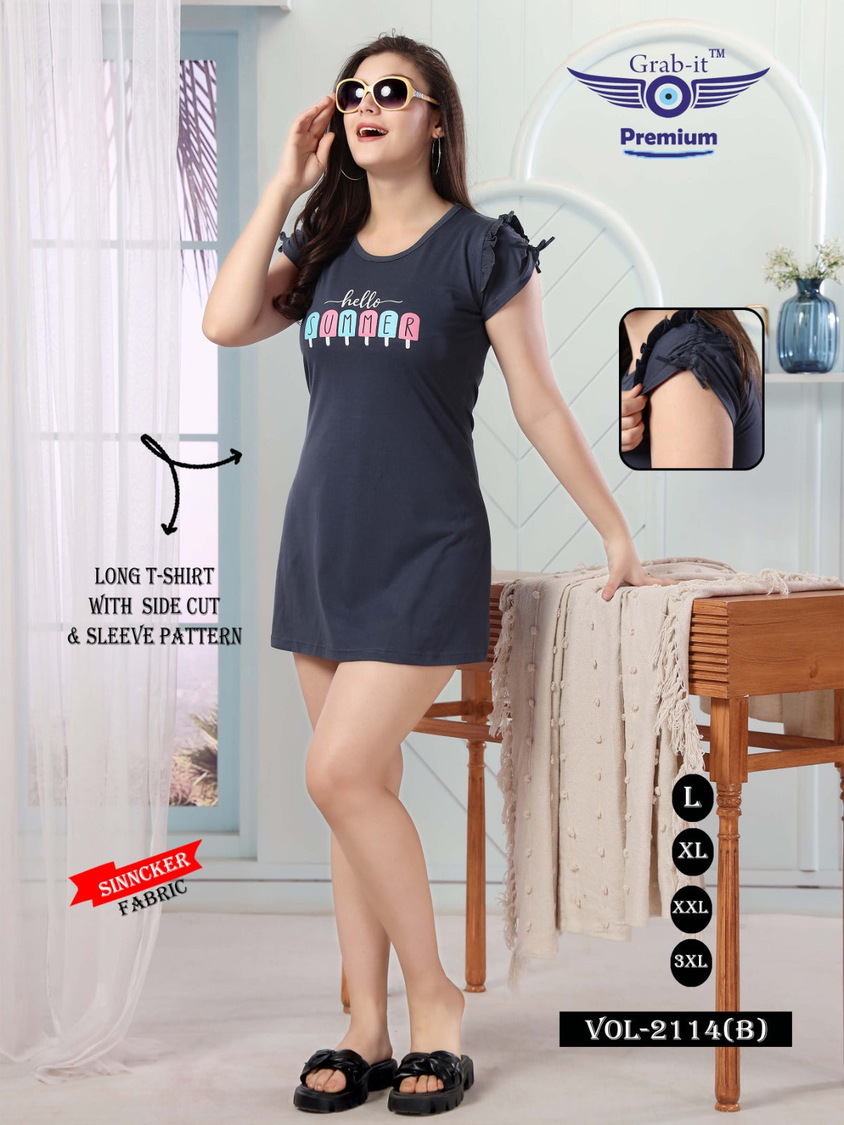 2114-B Grab It Sinker Women Long Tshirt