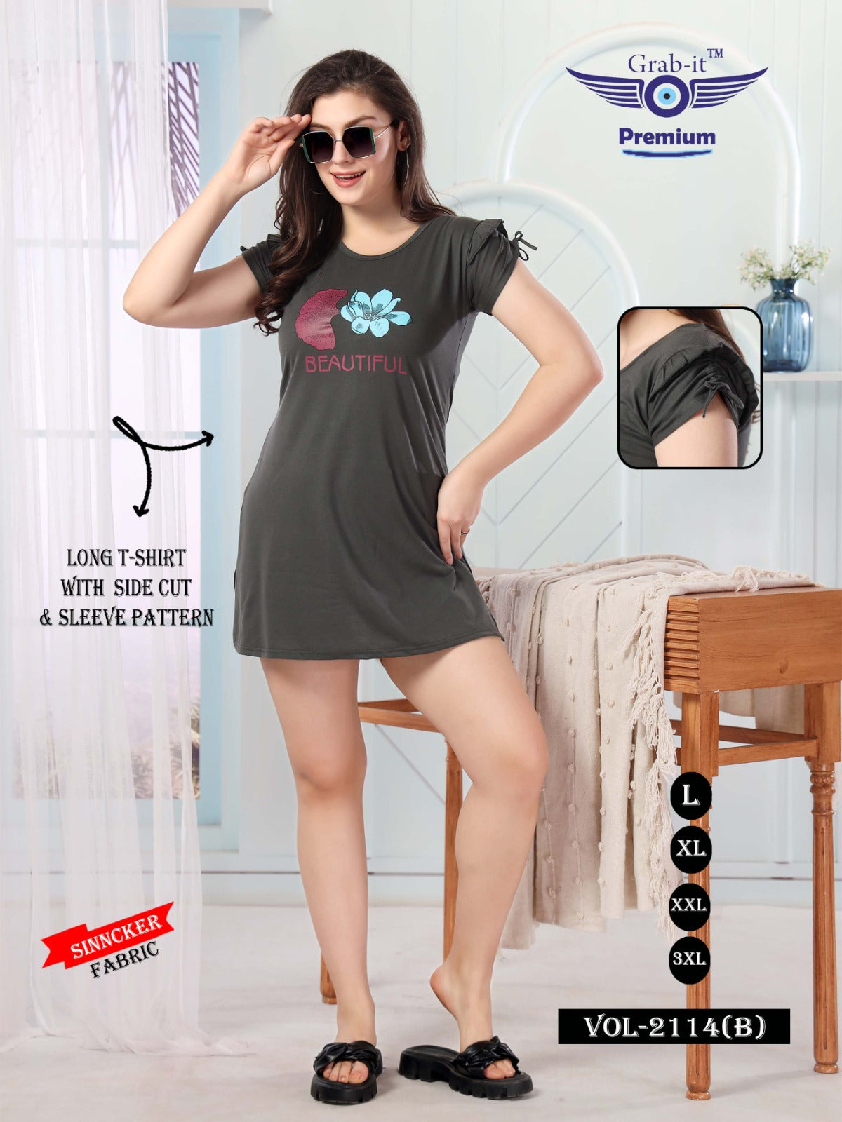 2114-B Grab It Sinker Women Long Tshirt
