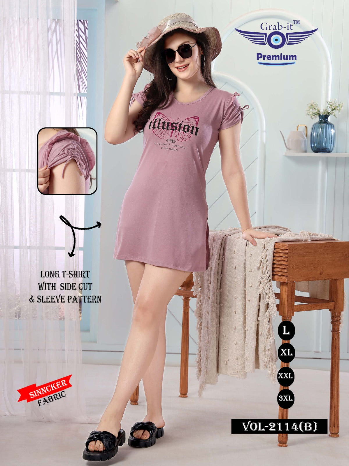2114-B Grab It Sinker Women Long Tshirt