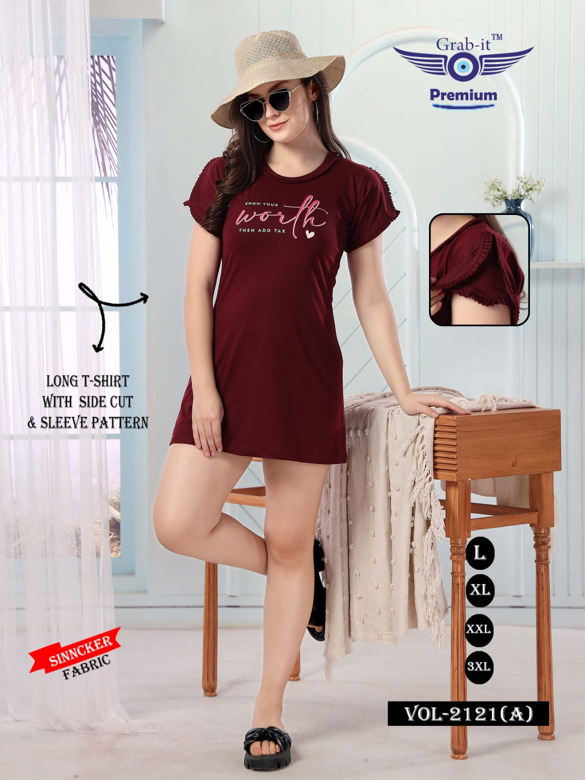 2121-A Grab It Sinker Women Long Tshirt