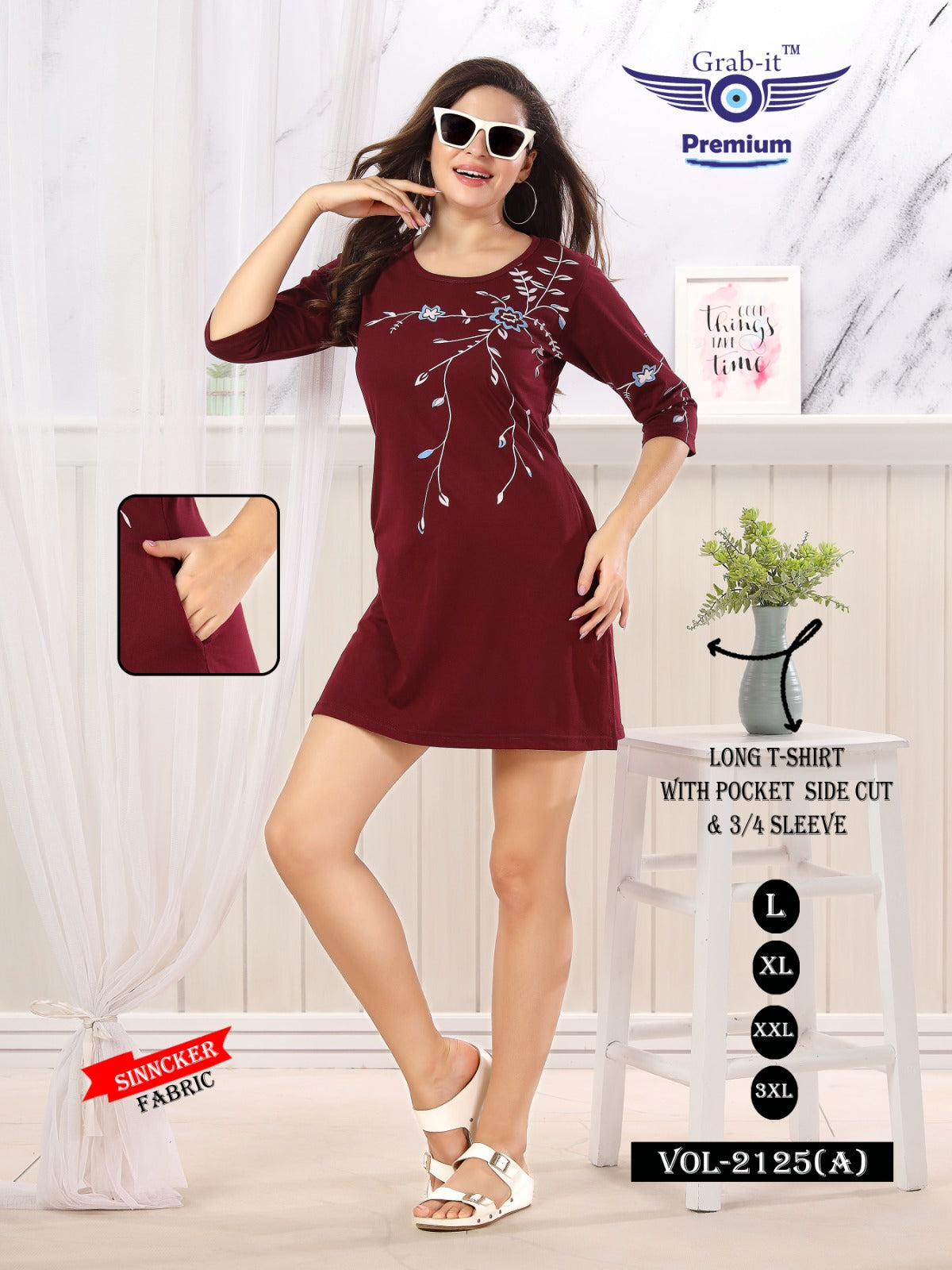 2125-A Grab It Sinker Women Long Tshirt