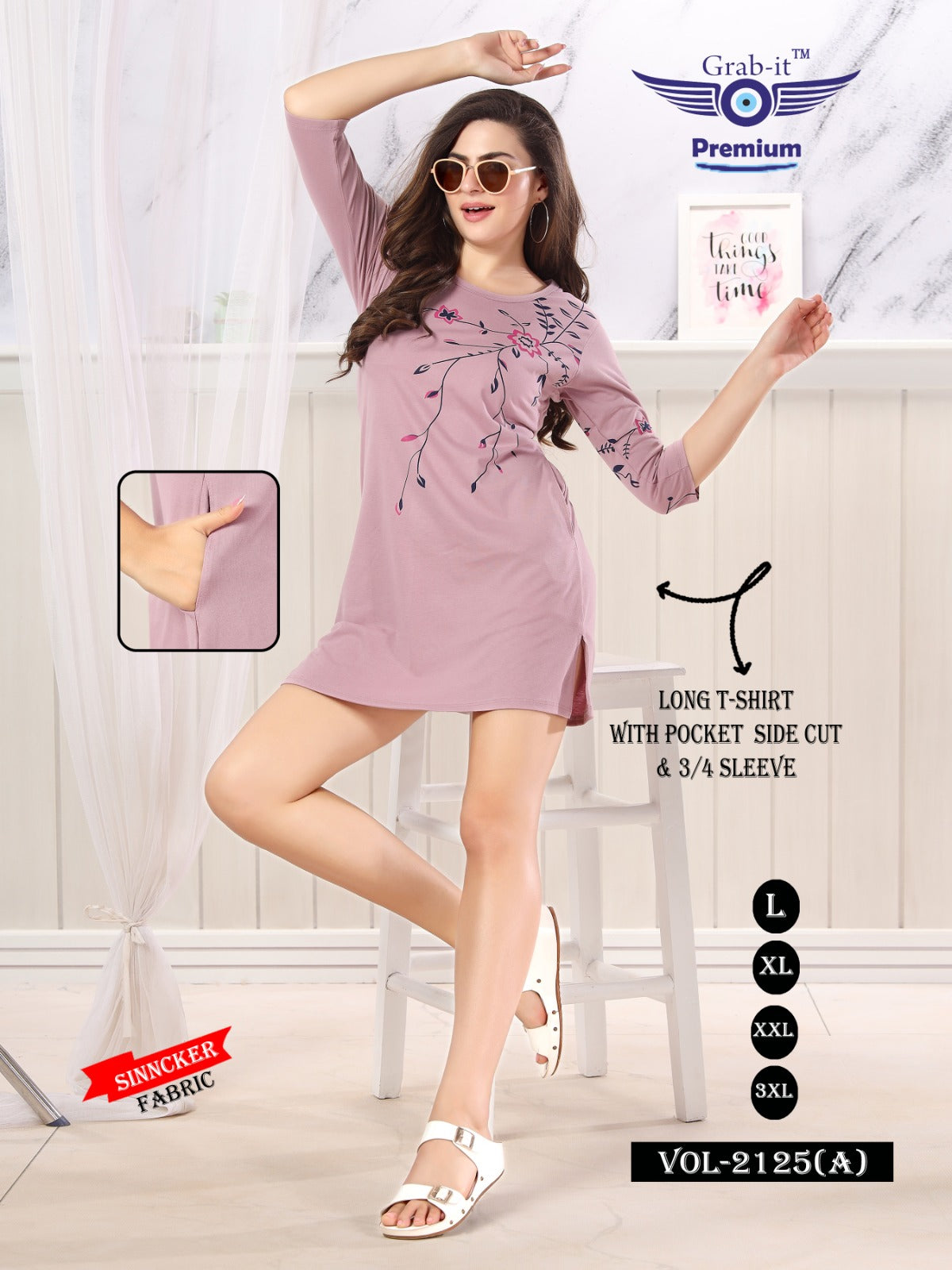 2125-A Grab It Sinker Women Long Tshirt